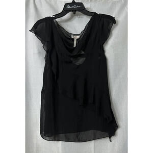 NWT BCBGeneration‎ Womens Diagonal Double Ruffle Short Sleeve Top Blouse Size M